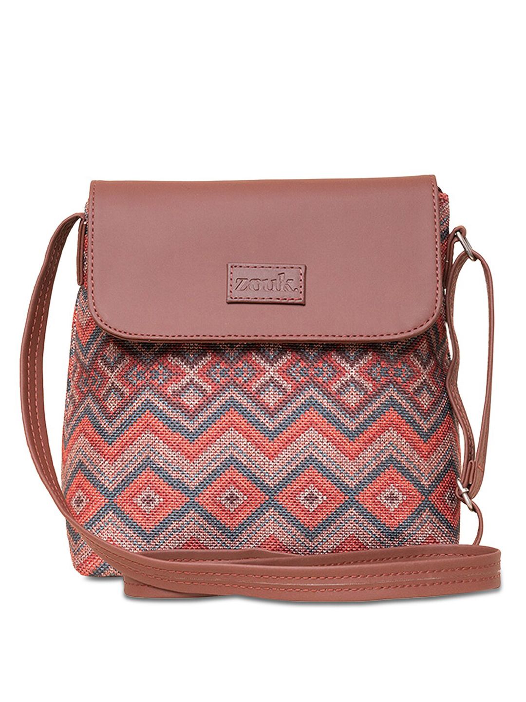 ZOUK Geometric Printed Structured Sling Bag