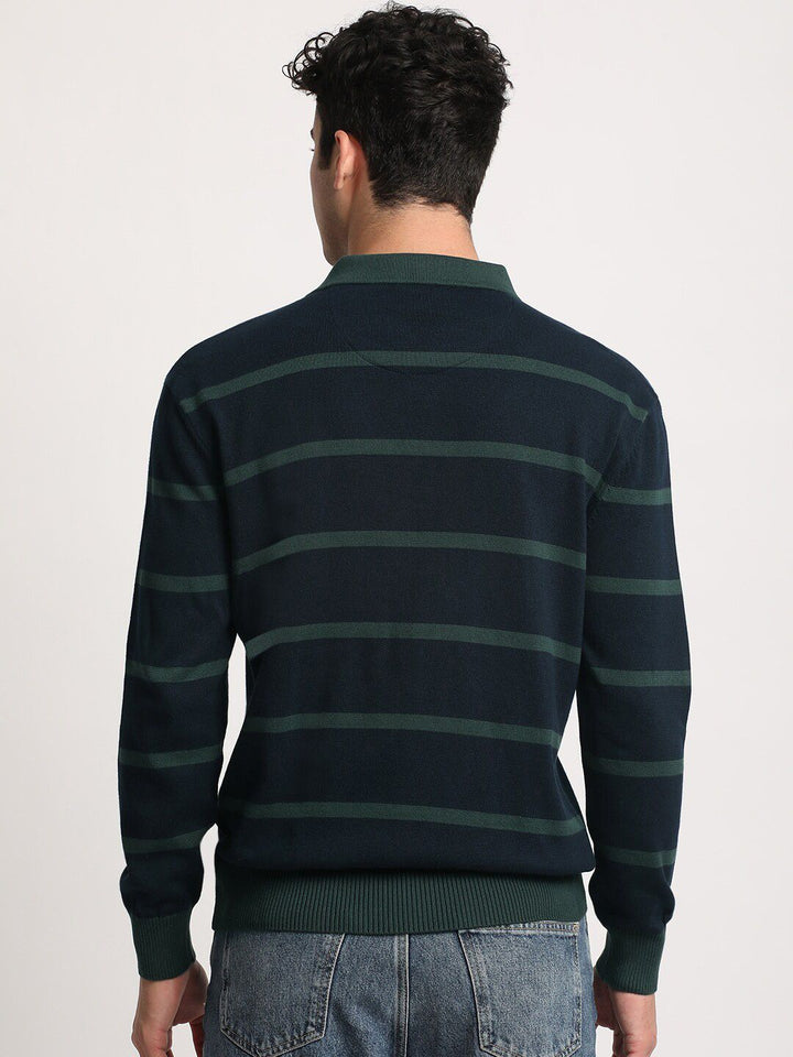 THE BEAR HOUSE Striped Polo Collar Pure Cotton T-shirt