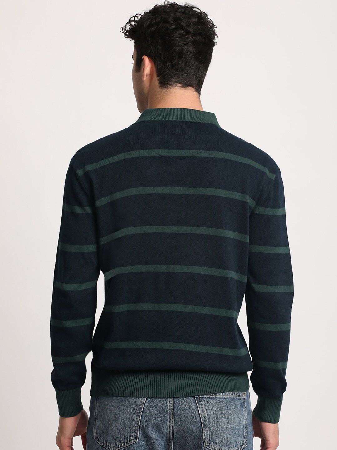 THE BEAR HOUSE Striped Polo Collar Pure Cotton T-shirt