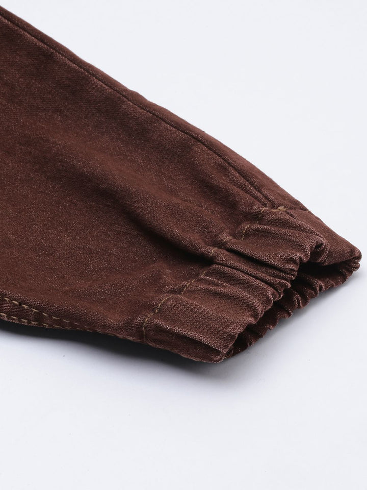 Urbano Fashion Men Brown Jogger Mid-Rise Clean Look Stretchable Jeans