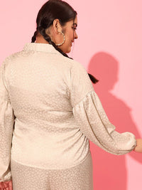 CURVY STREET Women Self Design Satin Casual Shirt