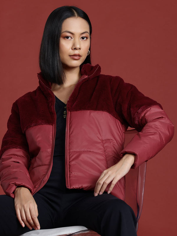 all about you Faux-Fur Detail Padded Jacket