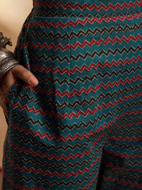 Indo Era Floral Printed Empire Pure Cotton A-Line Kurta with Trousers & Dupatta