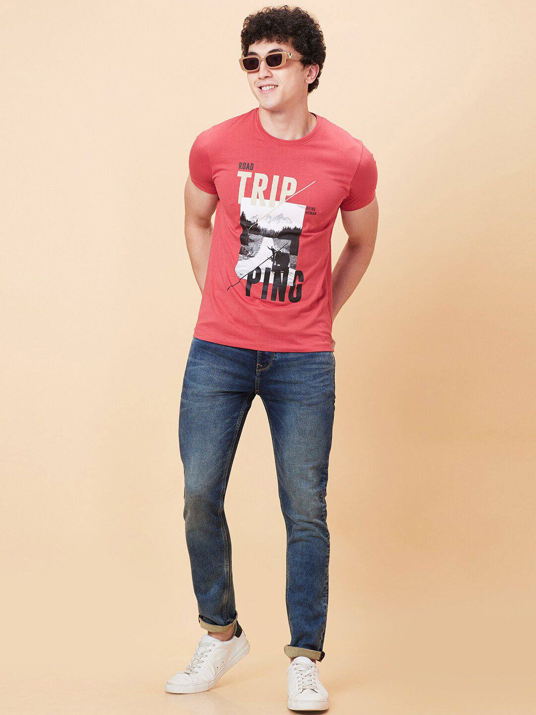 Being Human Typography Printed Round Neck Short Sleeves T-shirt