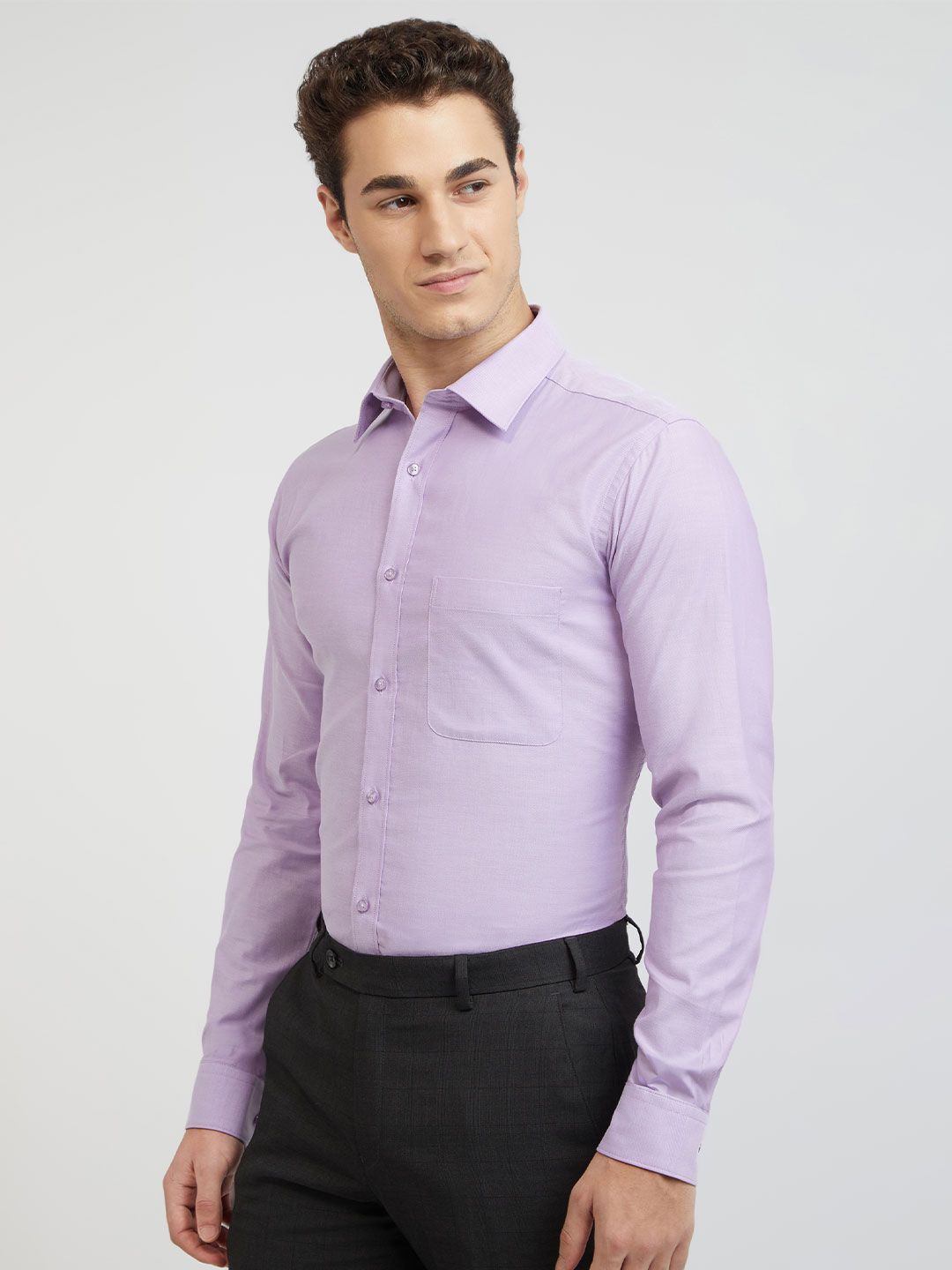 Raymond Men Purple Pure Cotton Slim Fit Formal Shirt