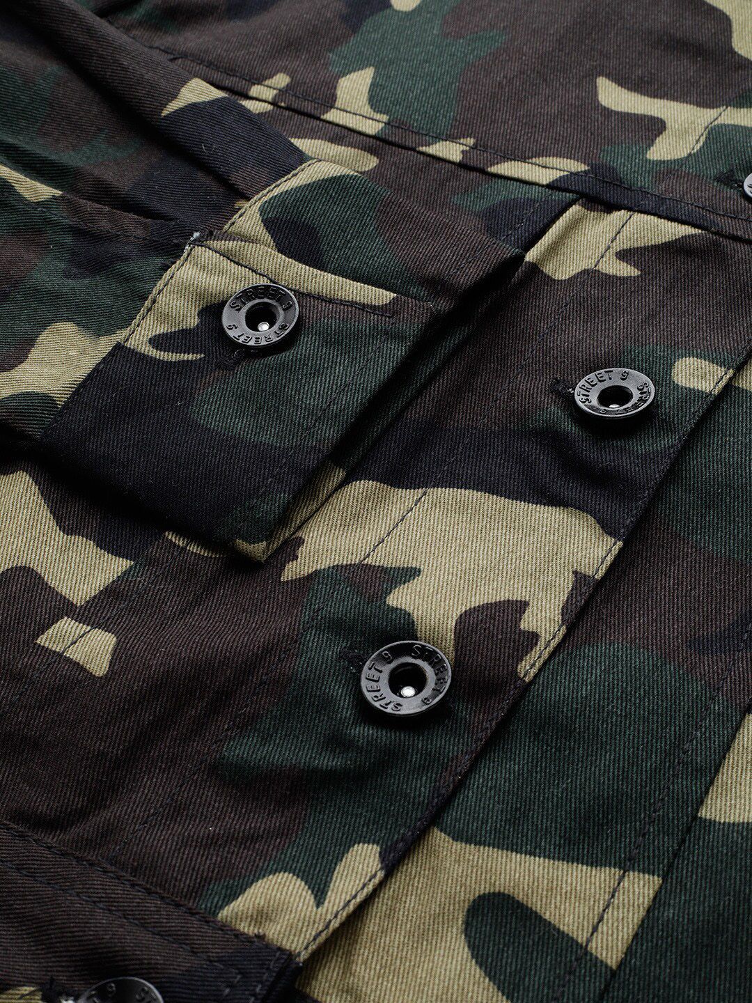 STREET 9 Women Black Printed Lightweight Pure Cotton Tailored Jacket