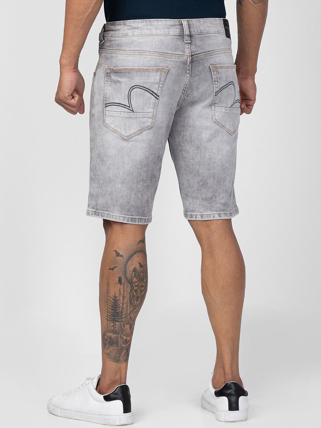 SPYKAR Men Washed Denim Shorts