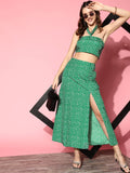 Berrylush Women Green Floral Print Co-Ords