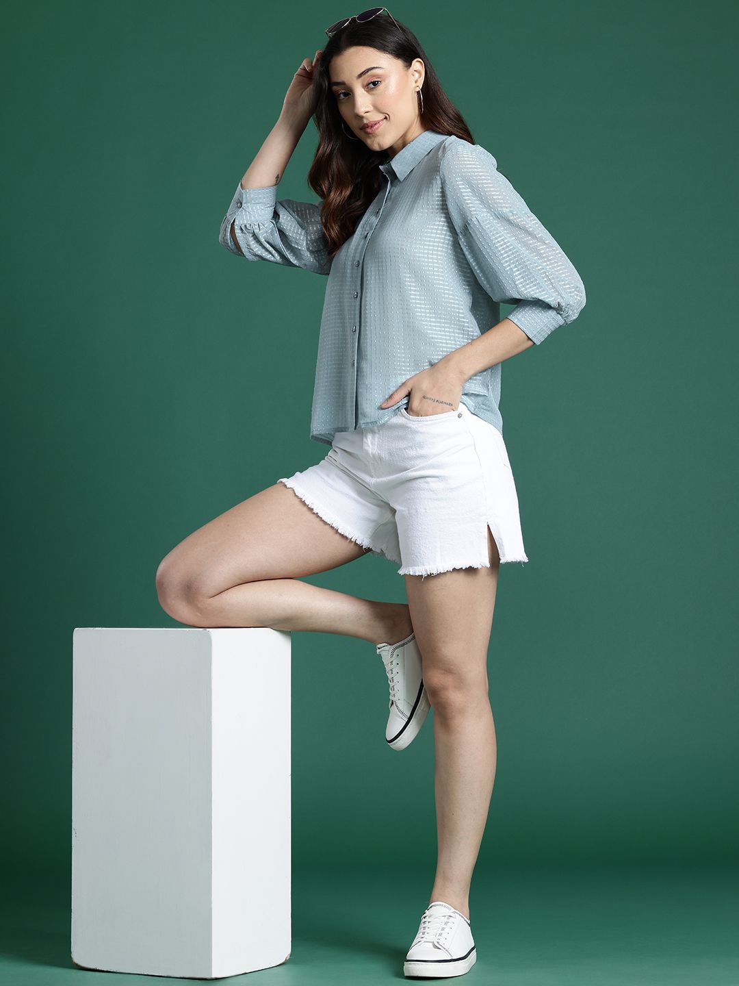 DressBerry Dobby Weave Self-Striped Casual Shirt