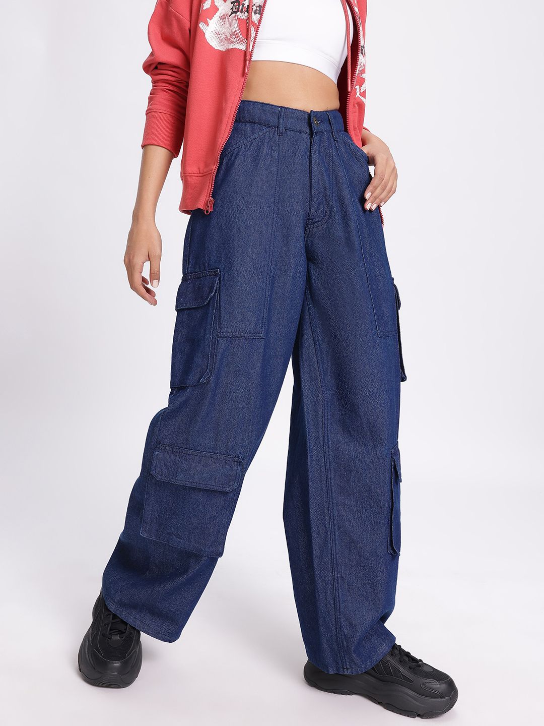 DressBerry Women Loose & Lively Cargo Style Baggy Jeans