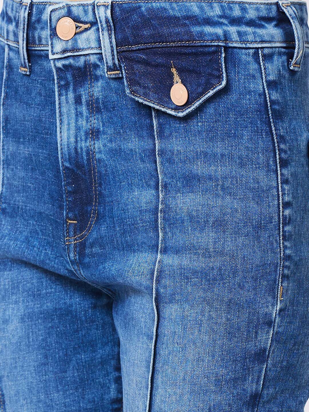 SPYKAR Women Bootcut Low Distress Heavy Fade Stretchable Jeans