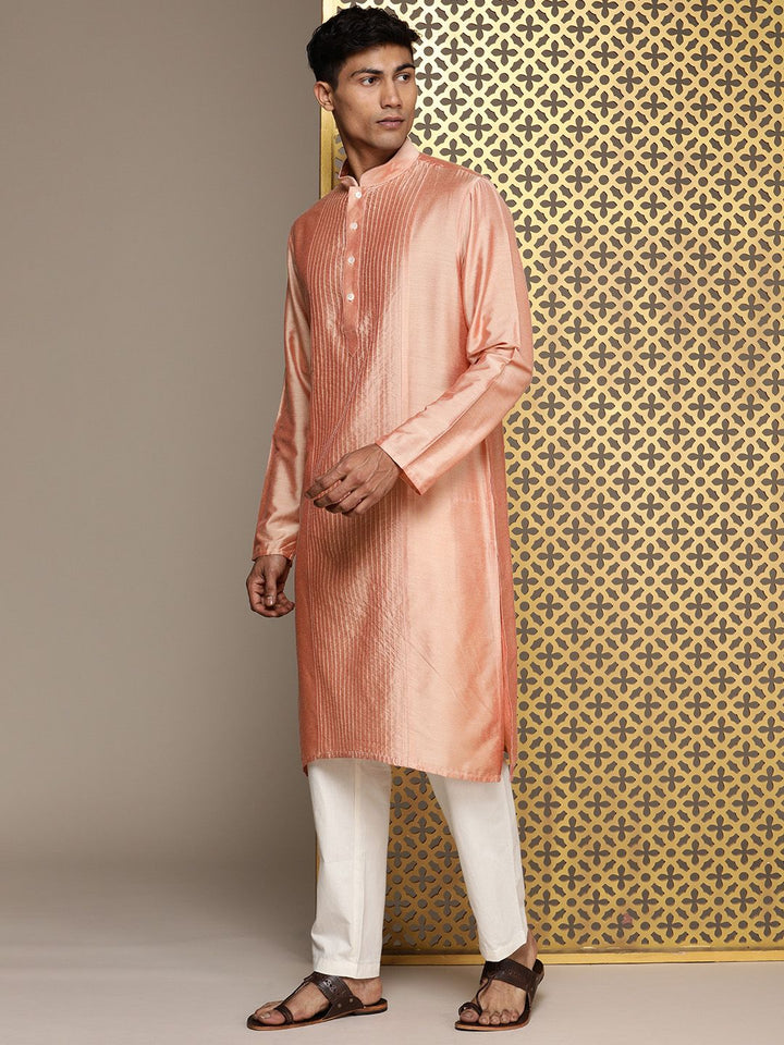 House of Pataudi Striped Thread Work Jashn Kurta