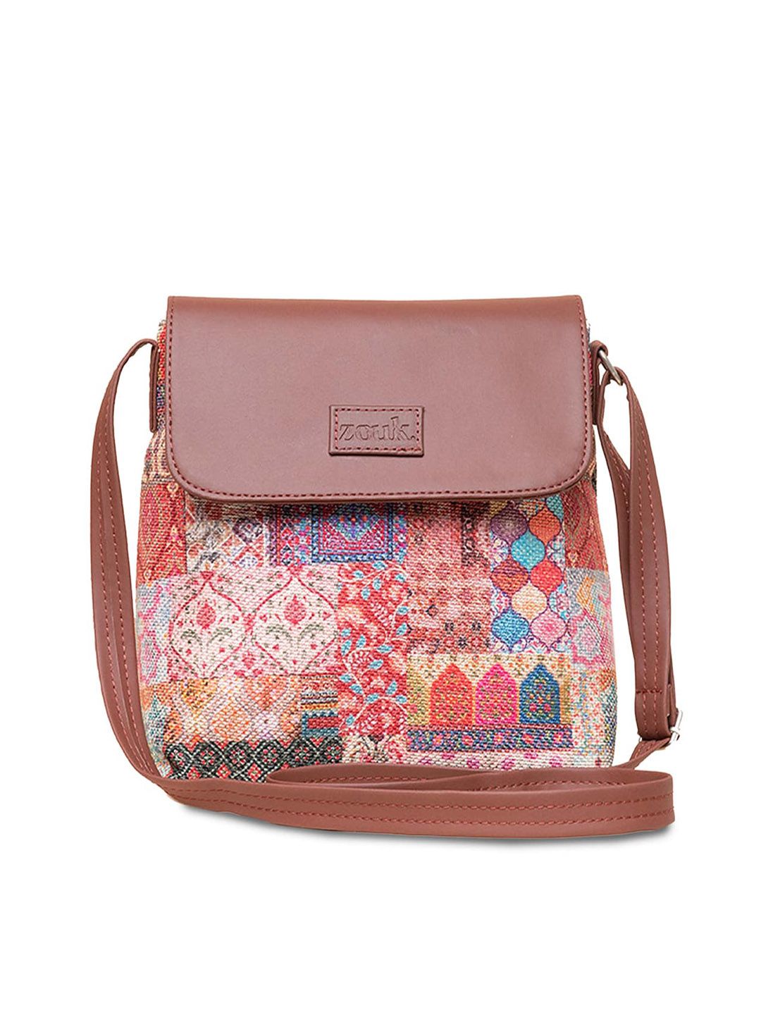 ZOUK Ethnic Motifs Printed Structured Sling Bag