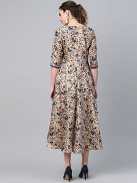 Gerua By Libas Women Beige  Blue Printed A-Line Dress