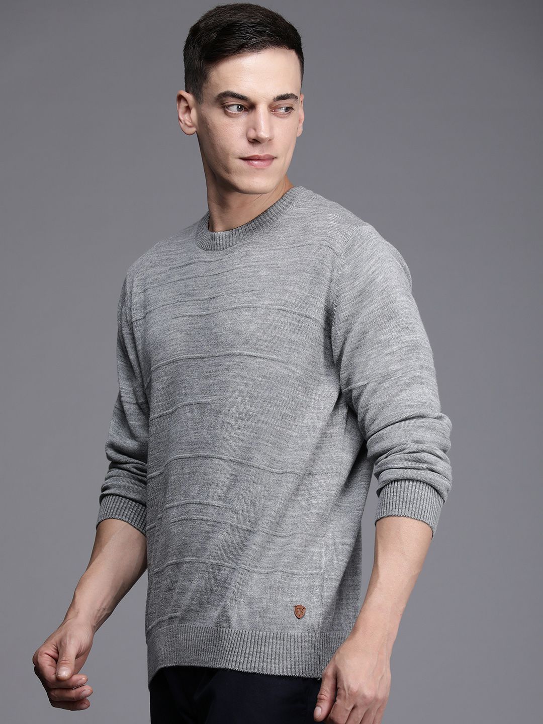 Raymond Men Grey Solid Pullover