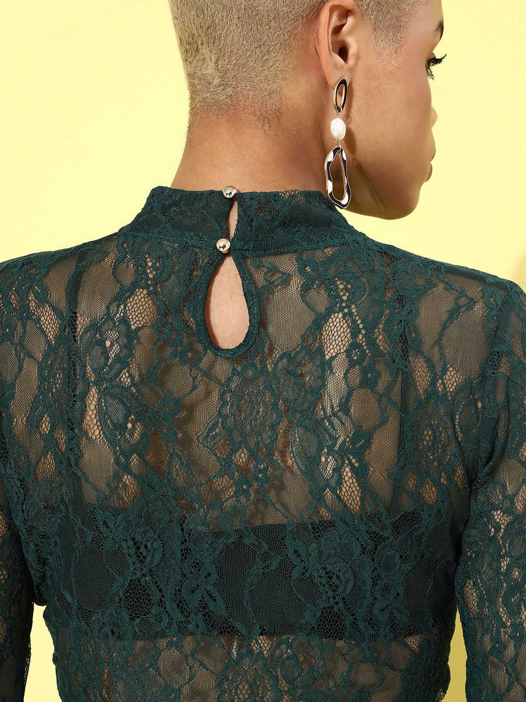 STREET 9 Women Green Floral Lace Top