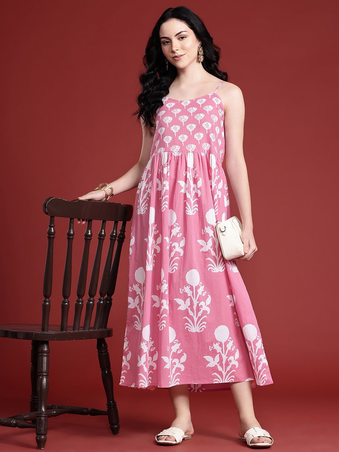 Anouk Floral Printed A-Line Ethnic Dress