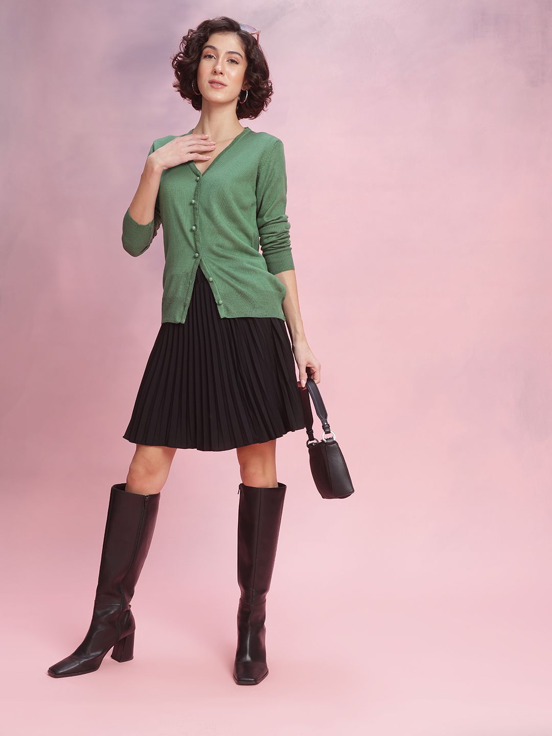 DressBerry Acrylic Button-Up Cardigan