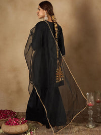 Indo Era Women Ethnic Motifs Embroidered Regular Liva Kurta with Sharara & With Dupatta