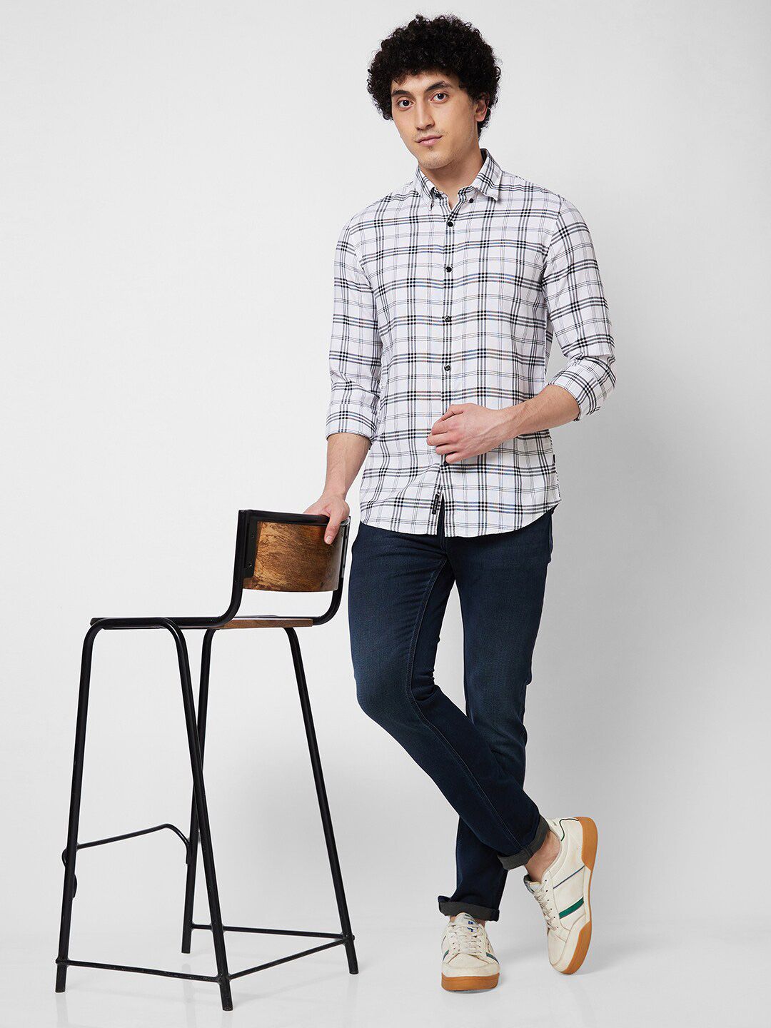 SPYKAR Tartan Checked Spread Collar Cotton Casual Shirt