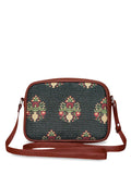 ZOUK Green Floral Structured Sling Bag