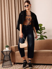 STREET 9 Women Comfort Mom Fit Mid-Rise Heavy Fade Pure Cotton Jeans