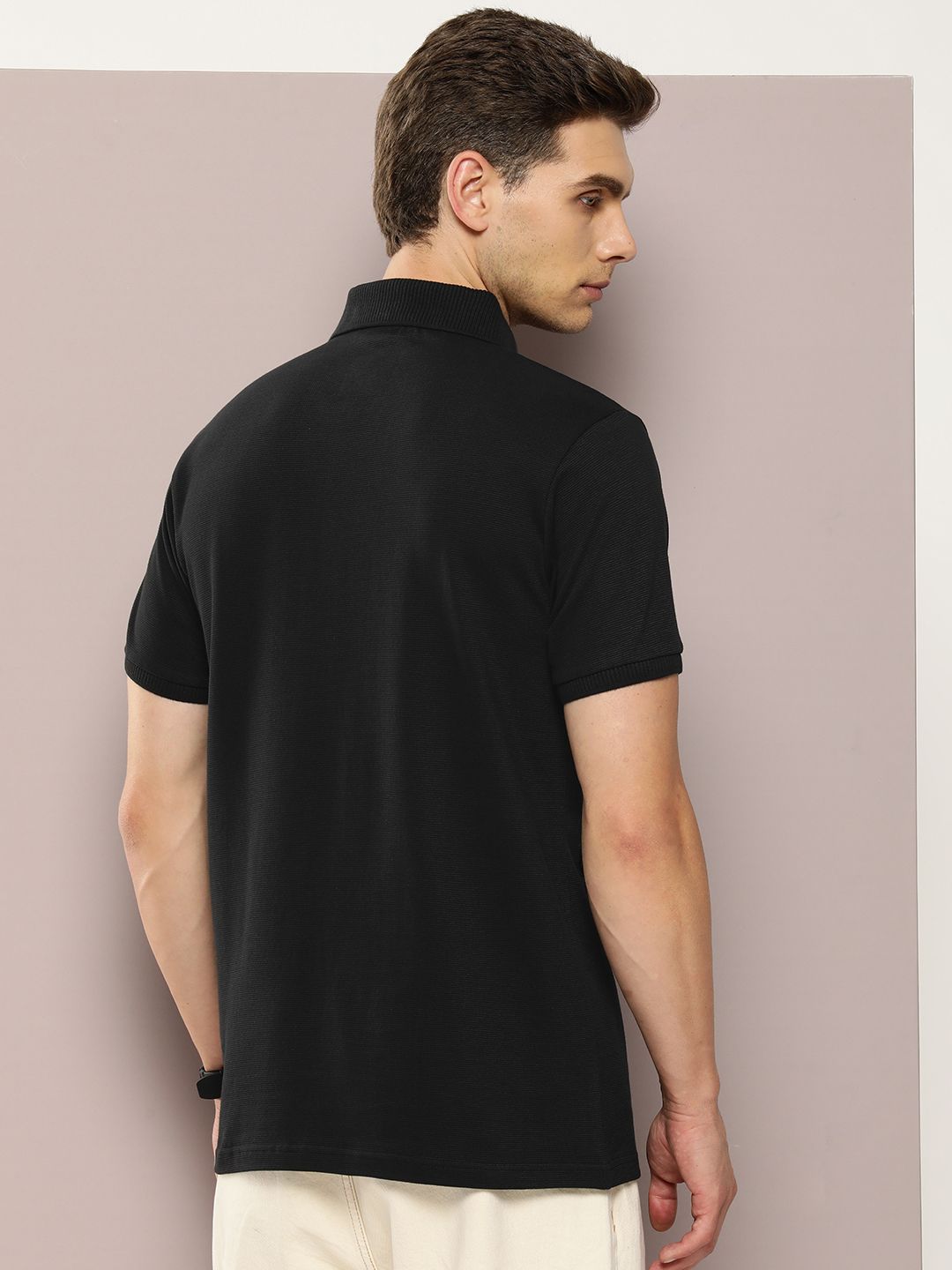 DILLINGER Men Polo Collar Honeycomb Structure T-shirt