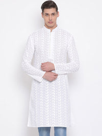 VASTRAMAY Men Chikankari Embroidered Pure Cotton Kurta