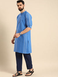 Anouk Men Blue Bandhani Printed Pure Cotton Kurta