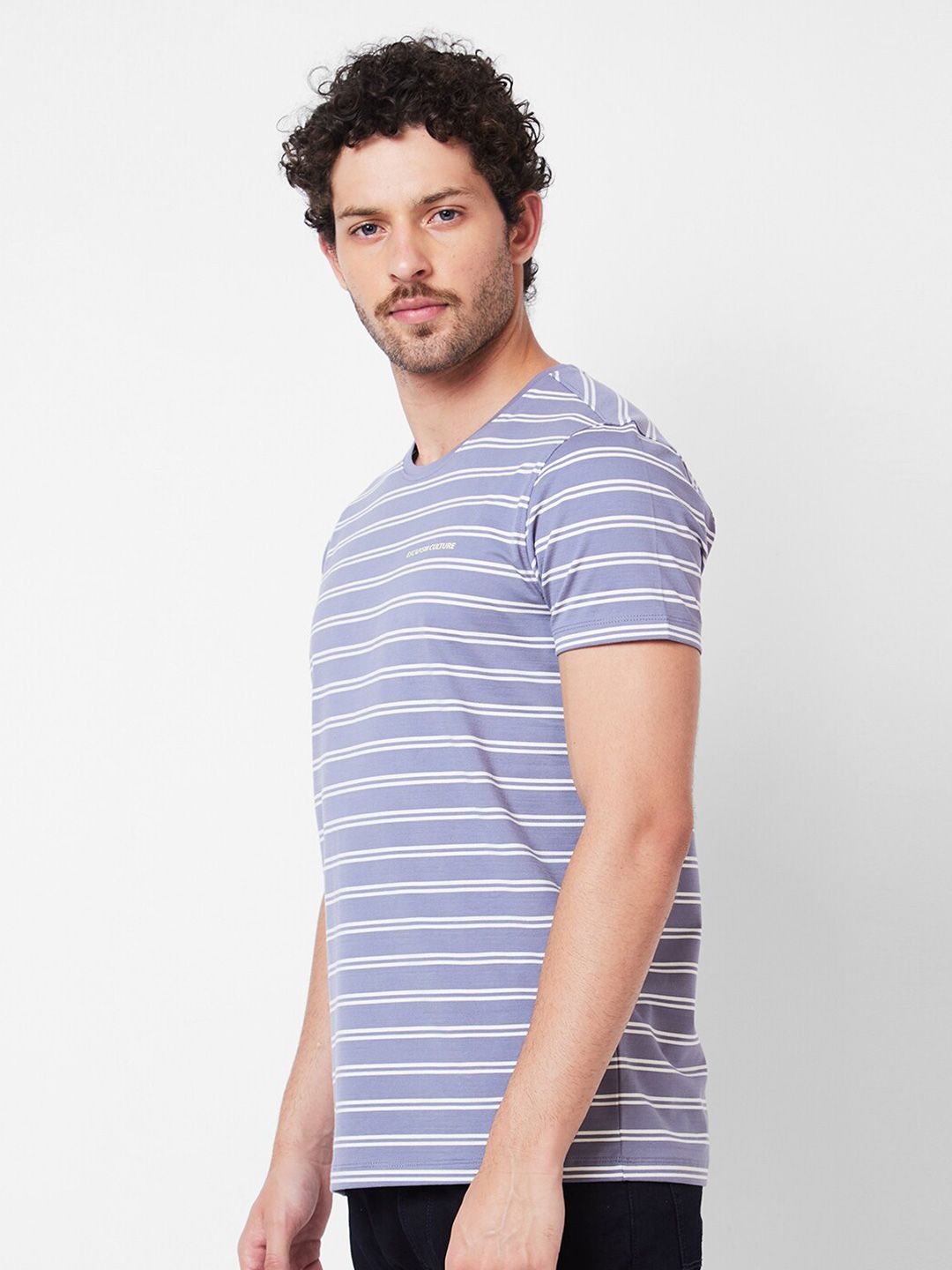 SPYKAR Striped Cotton Slim Fit T-shirt