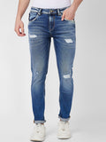 SPYKAR Men Skinny Fit Low-Rise Mildly Distressed Heavy Fade Stretchable Cotton Jeans
