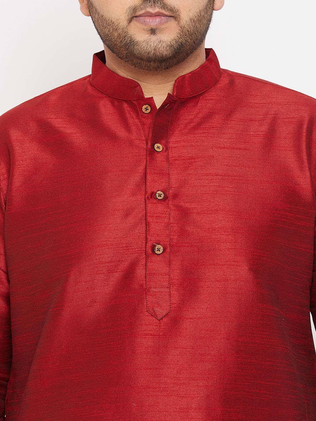 VASTRAMAY Men Maroon Silk Blend Kurta