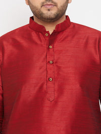 VASTRAMAY Men Maroon Silk Blend Kurta