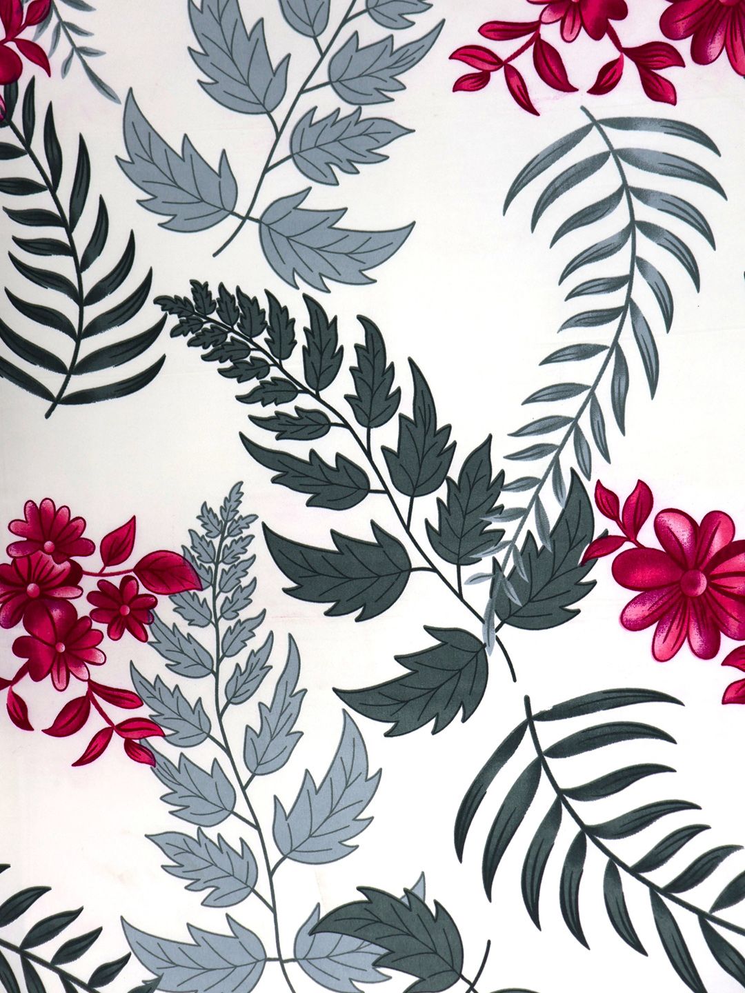 BOMBAY DYEING White & Grey Floral 160 TC Queen Bedsheet with 2 Pillow Covers