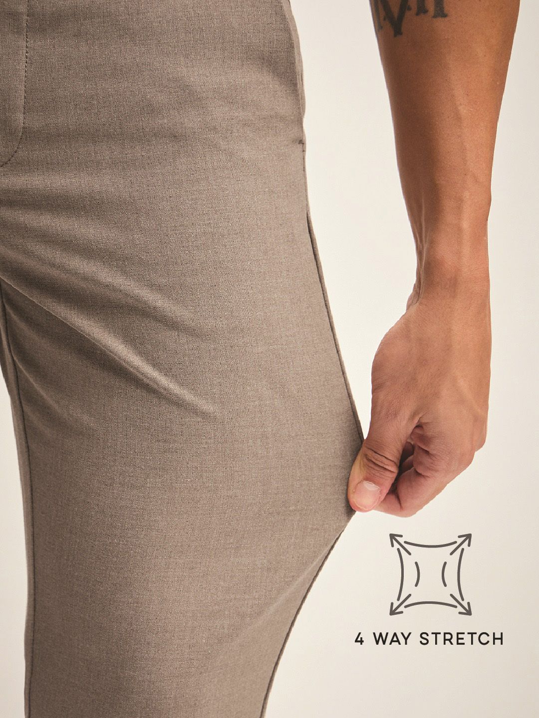 THE BEAR HOUSE Men Solid 4 Way Stretch Formal Trouser