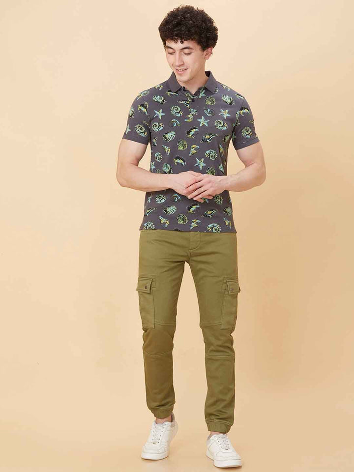 Being Human Conversational Printed Polo Collar Pure Cotton T-shirt