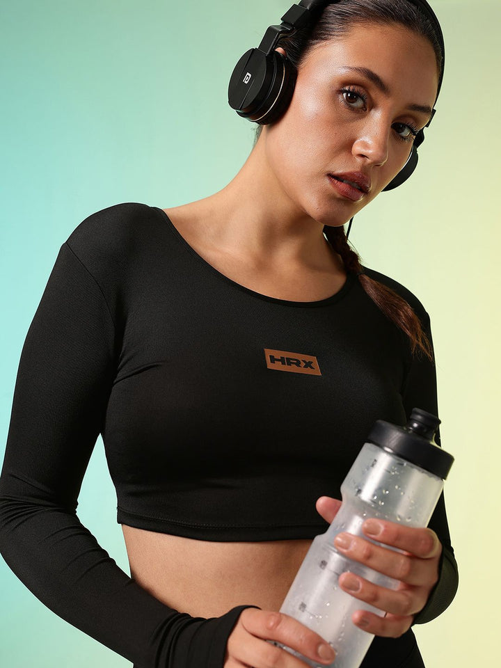 HRX by Hrithik Roshan Brand Logo Rapid-Dry Crop Training T-shirt