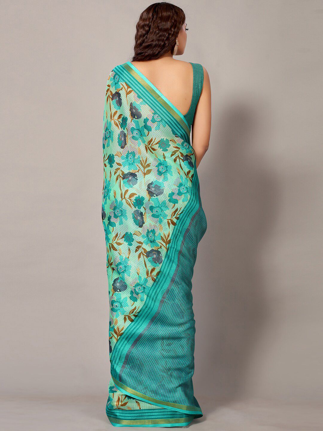 KALINI Floral Printed Zari Saree
