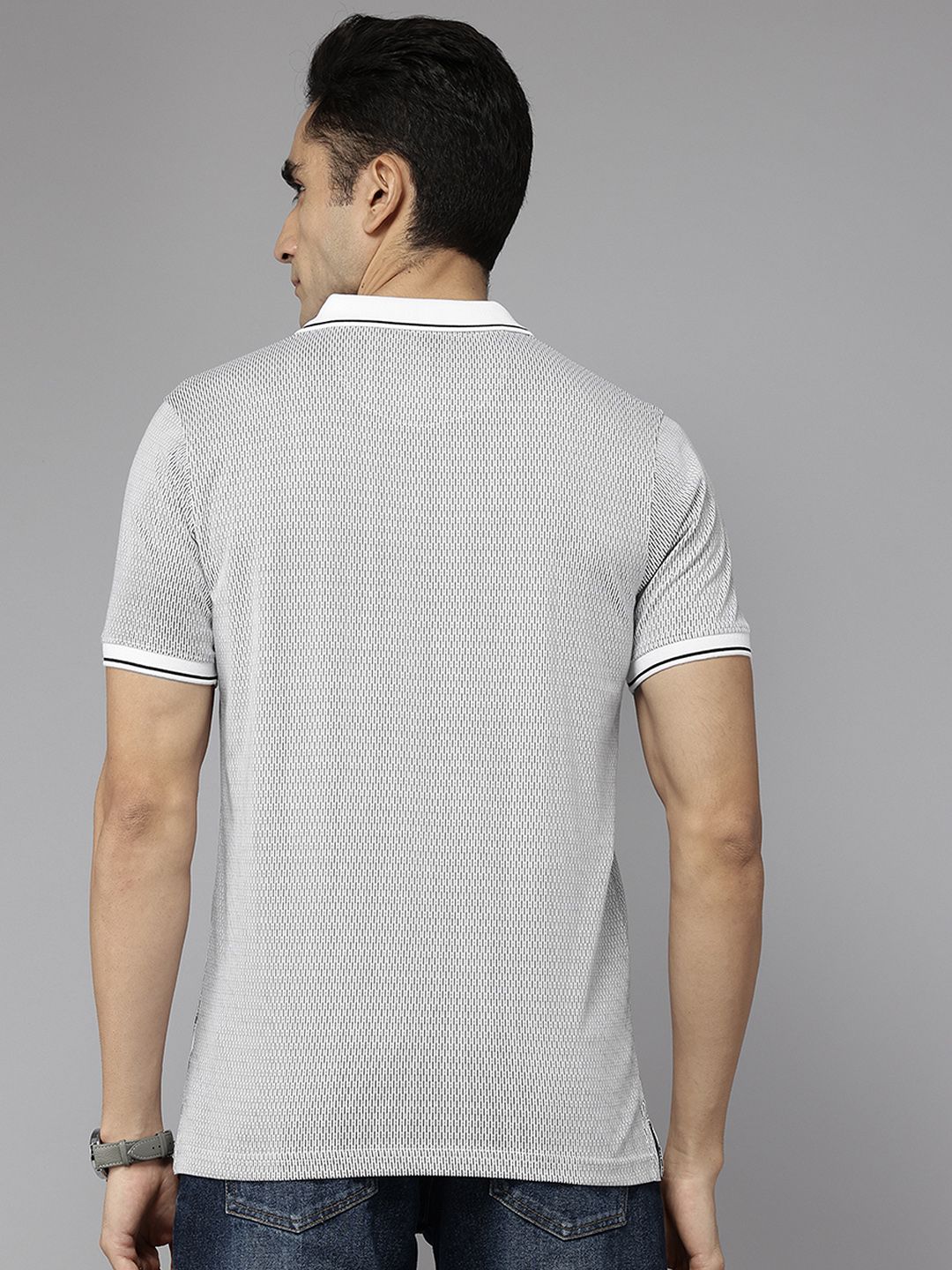 Park Avenue Striped Monochrome Slim Fit Polo T-shirt