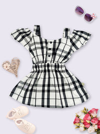 Moms Love Infant Girls Checked Cold-Shoulder Fit & Flare Dress