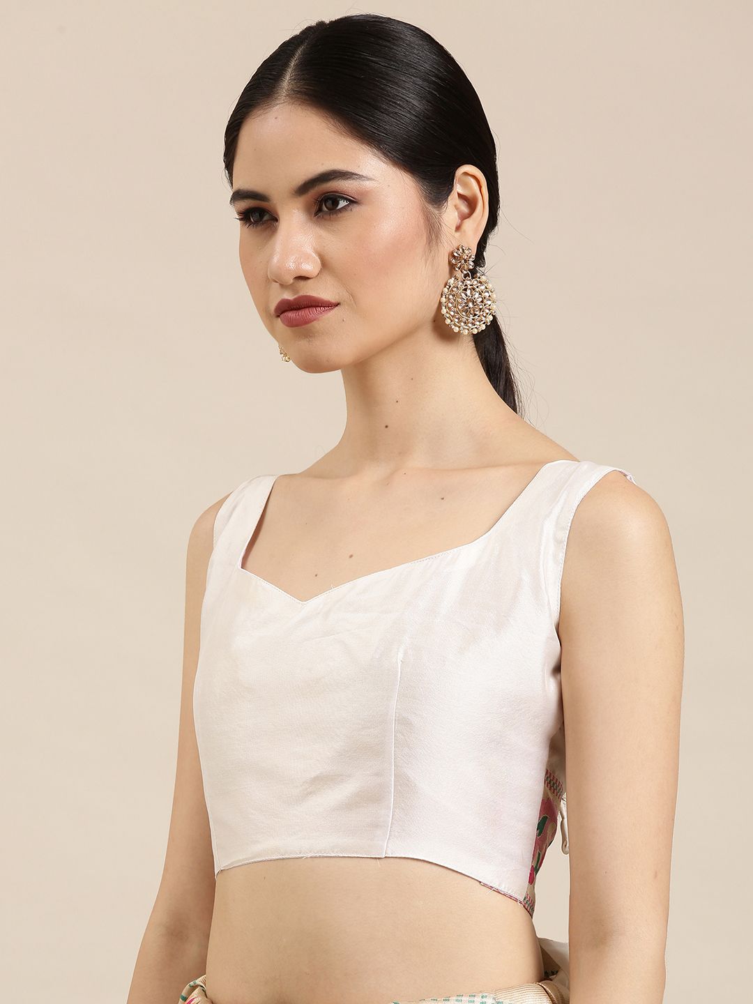 Saree mall Off White Solid Silk Blend Banarasi Sarees