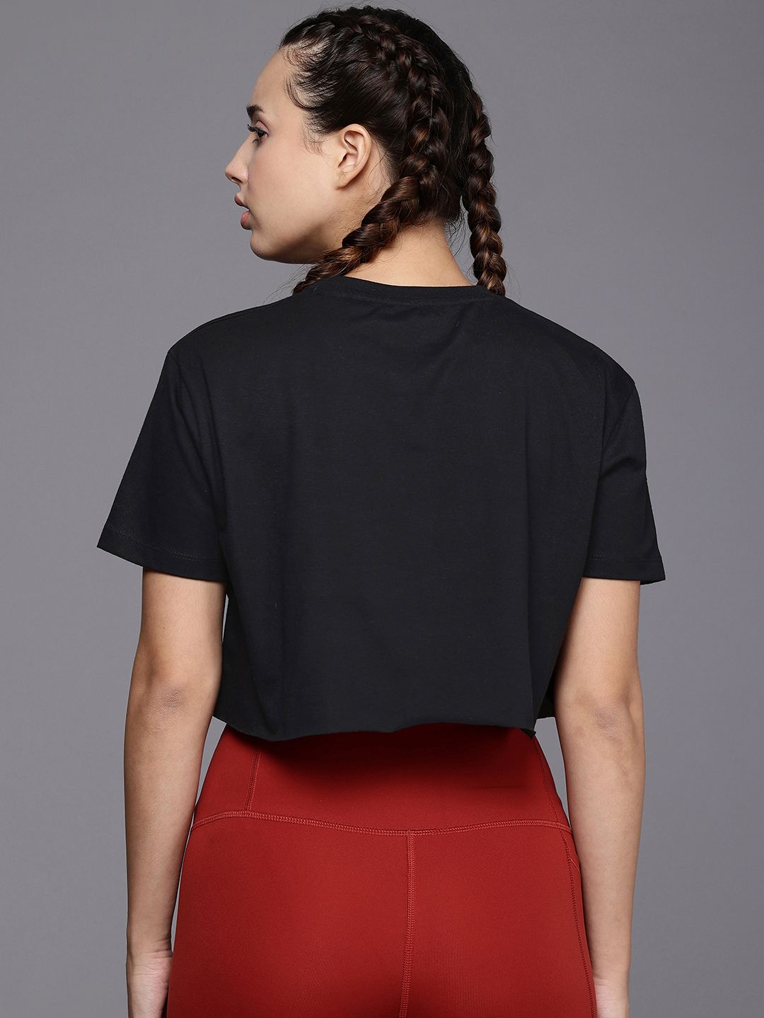 HRX by Hrithik Roshan IRONTRIBE Printed Drop-Shoulder Boxy Training Crop T-shirt