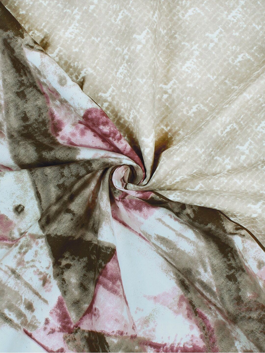 Story@home Brown & Pink Abstract Microfiber 180 TC Single Bedsheet With 1 Pillow Cover