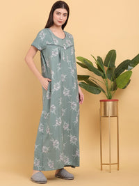 Sweet Dreams Round Neck Printed Maxi Nightdress