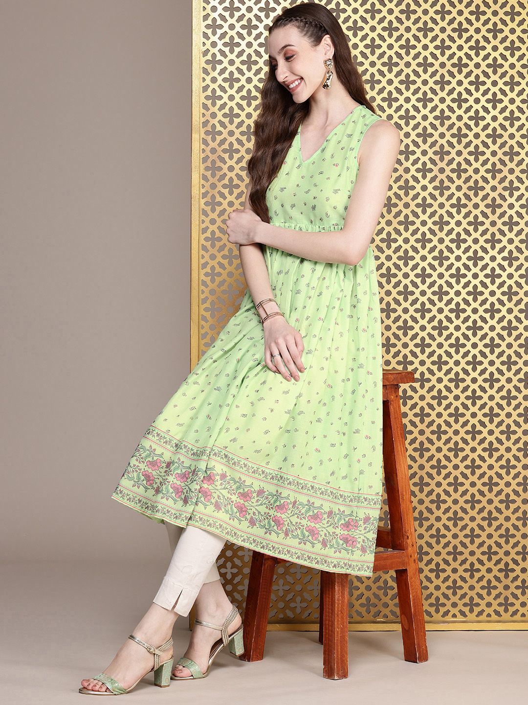 House of Pataudi Jashn Floral Printed A-Line Kurta