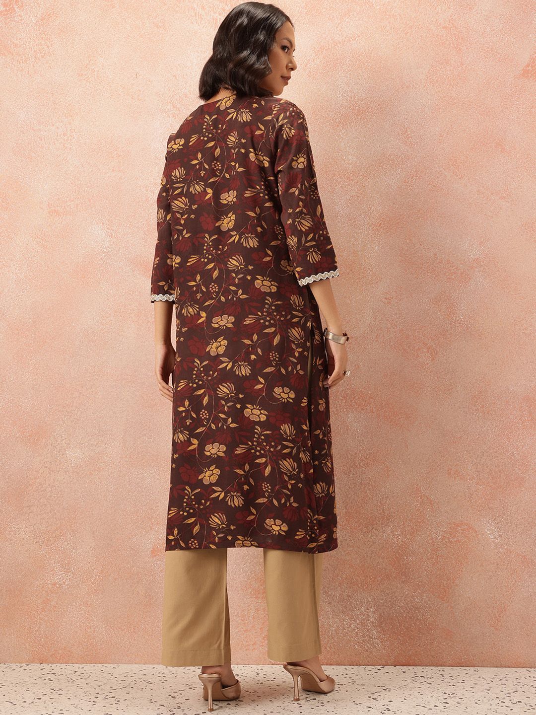 all about you Floral Print Pleated Straight Kurta
