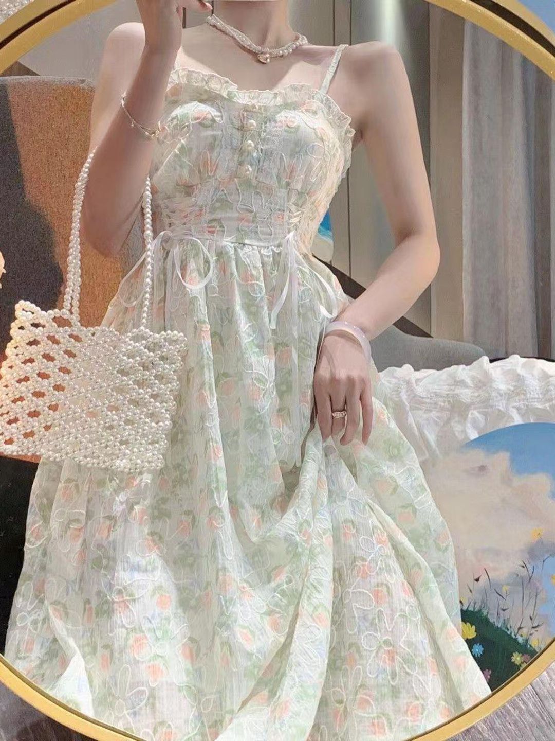 DressBerry Women Floral Embroidered Fit and Flare Midi Dress