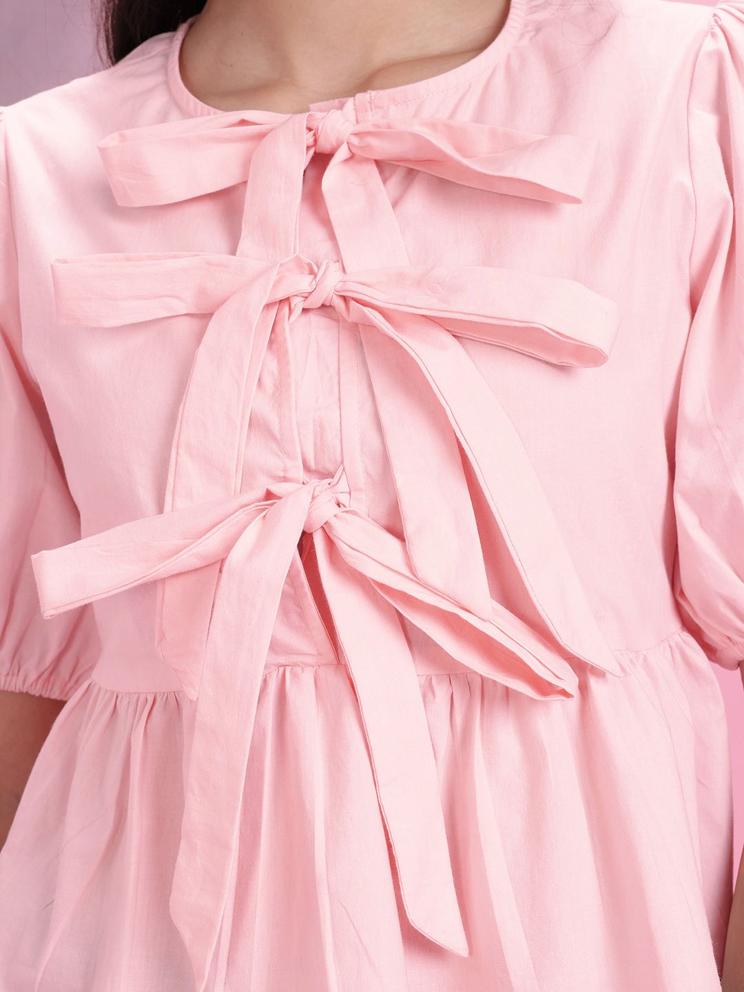 DressBerry Bow Tie-Ups Cotton Peplum Top