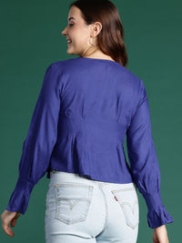 DressBerry Puff Sleeves Pleated Shirt Style Top