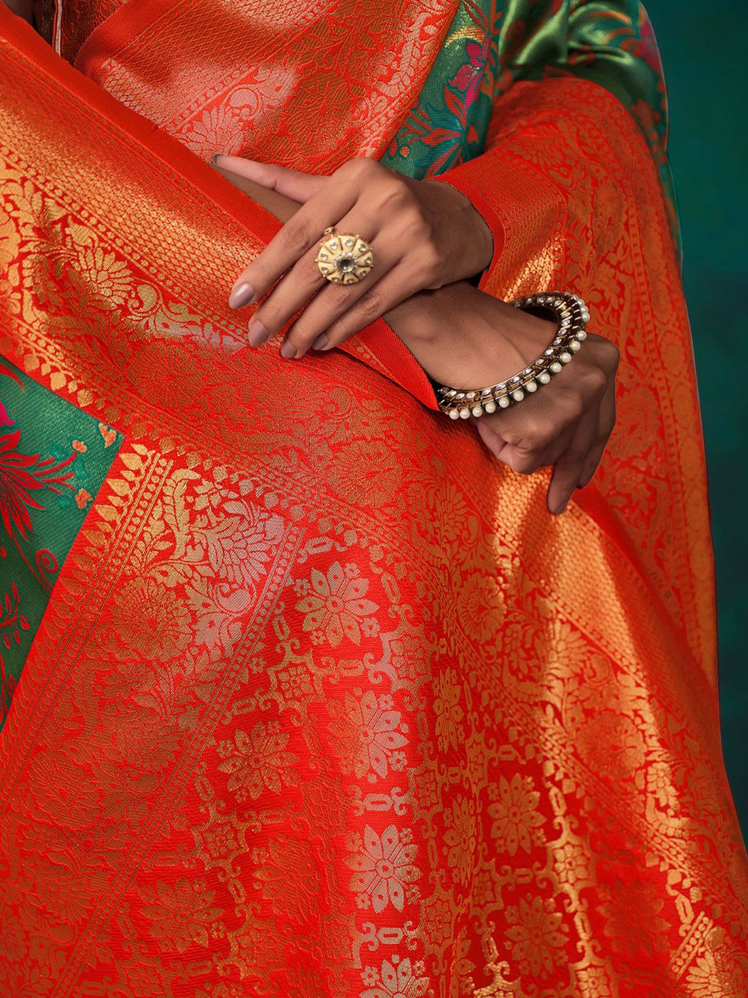 KALINI Floral Woven Design Zari Paithani Saree